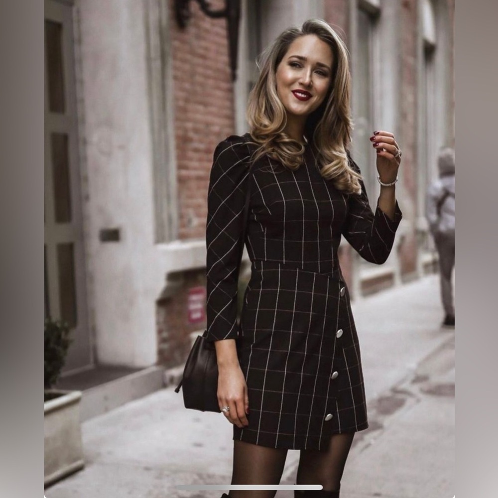 NWOT Shoshanna Upton Dylan black checkered dress.